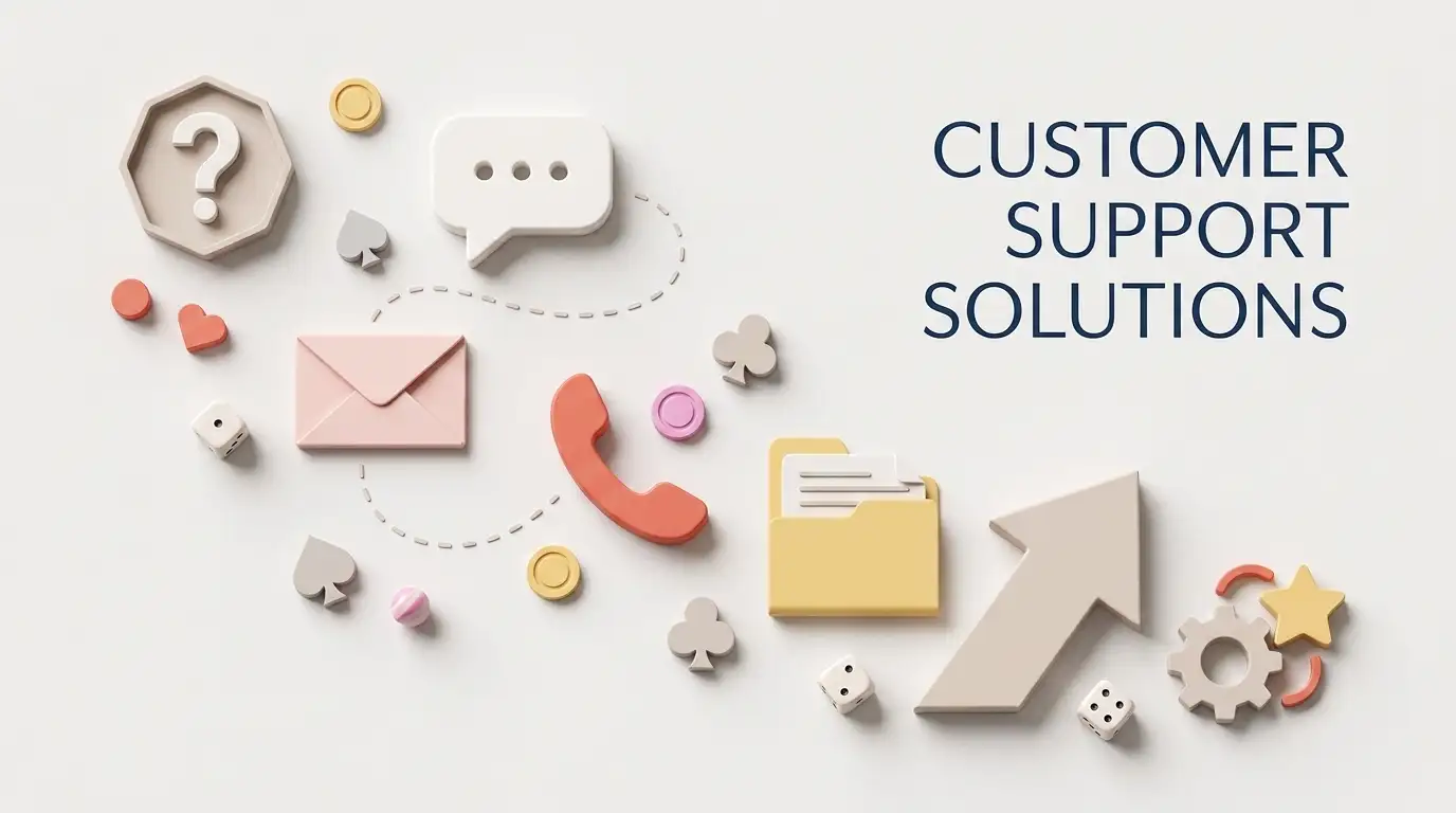Abstract customer-support symbols for chat, email, phone and documents